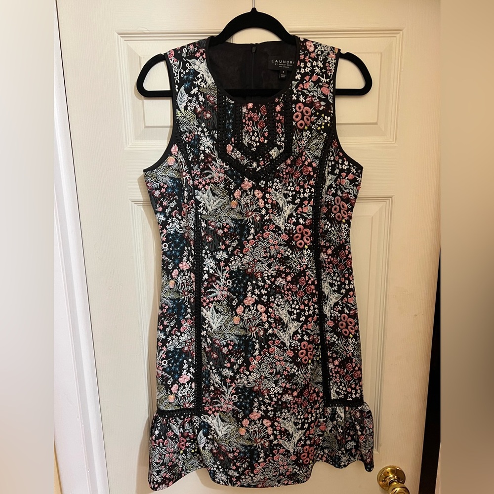 Never Worn! Laundry by Shelli Segal Embroidered Floral Sleeveless Mini-Dress